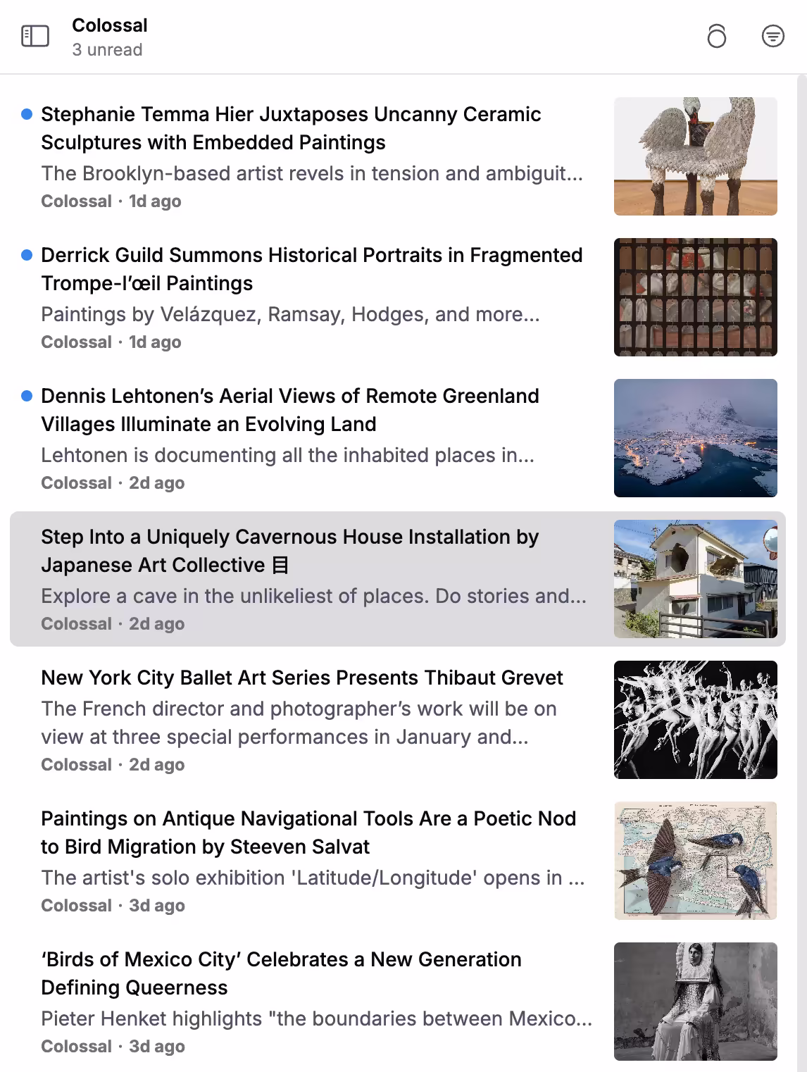 Magazine style reading layout